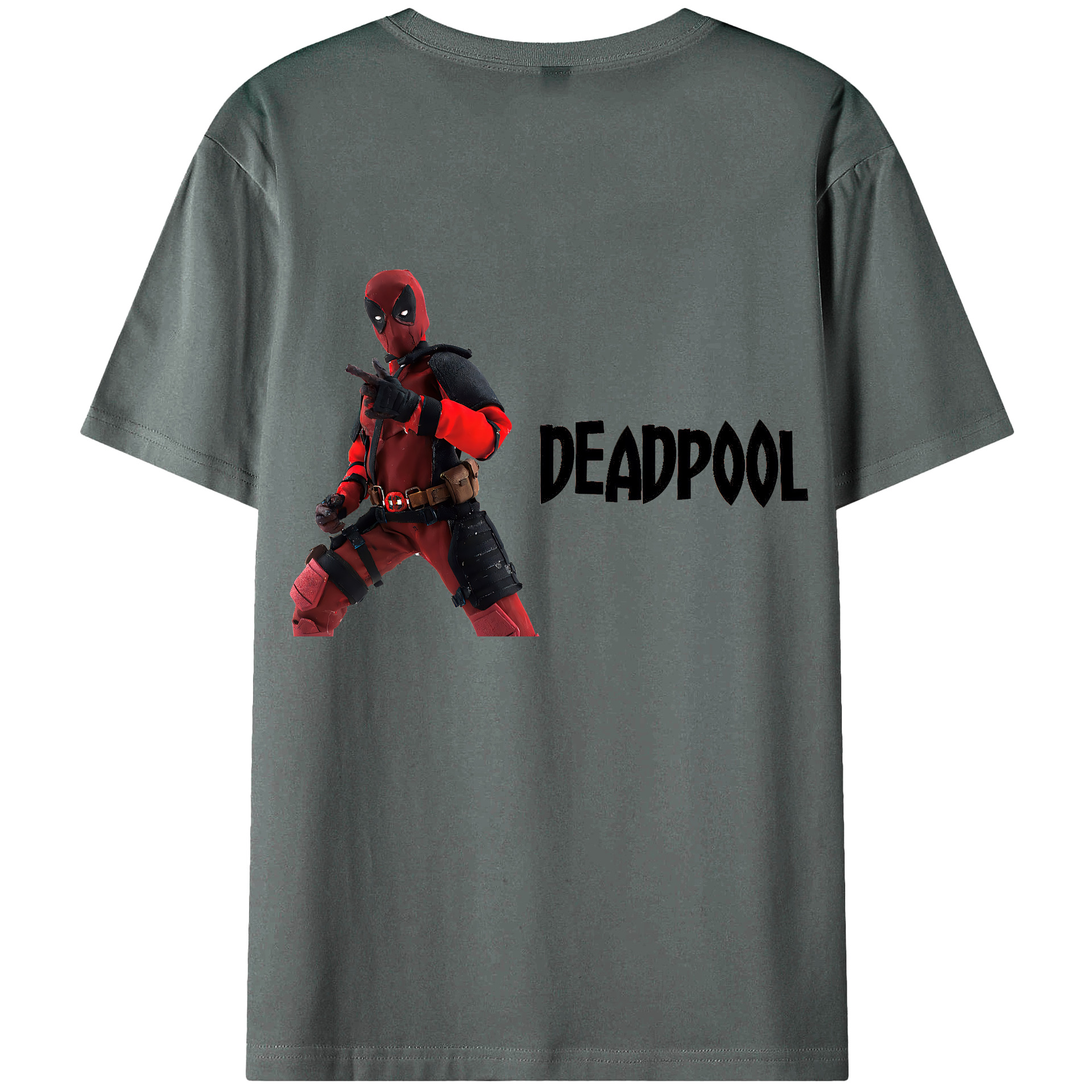 （画像用） Deadpool デッドプール 綿100％ メンズ半袖Tシャツ（バックプリント） 通気性